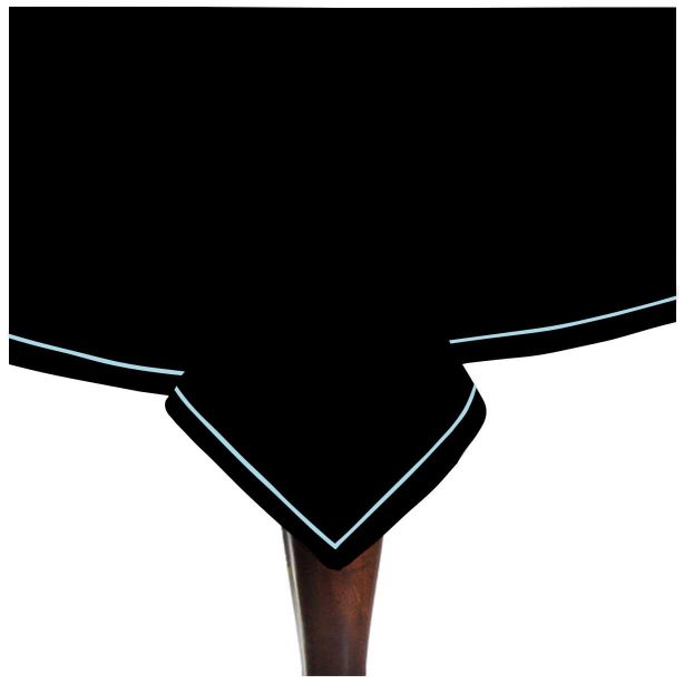 Single Embroidery Border Sateen Cotton Solid Table Cloth - Black