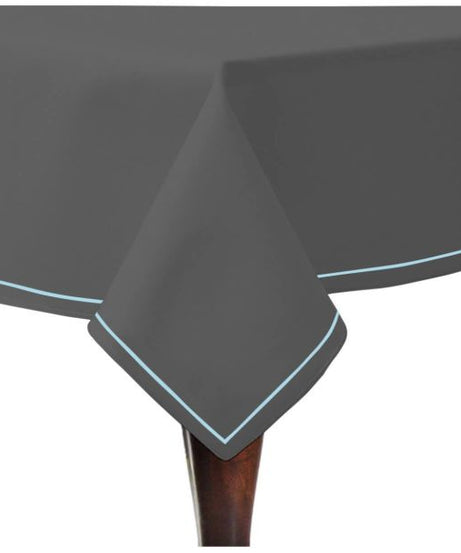 Single Embroidery Border Sateen Cotton Solid Table Cloth - Dark Grey