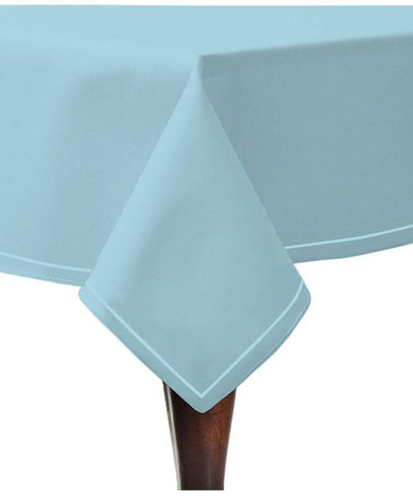 Single Embroidery Border Sateen Cotton Solid Table Cloth - Light Blue