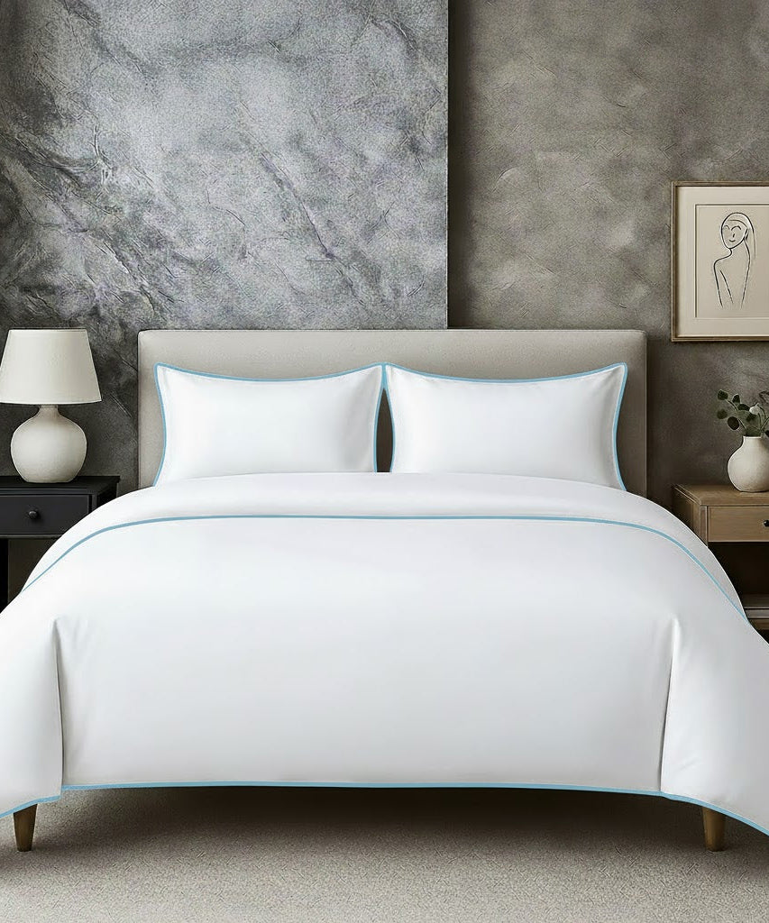 400 TC 100% Tencel Soft Silk Piping Duvet Cover Set