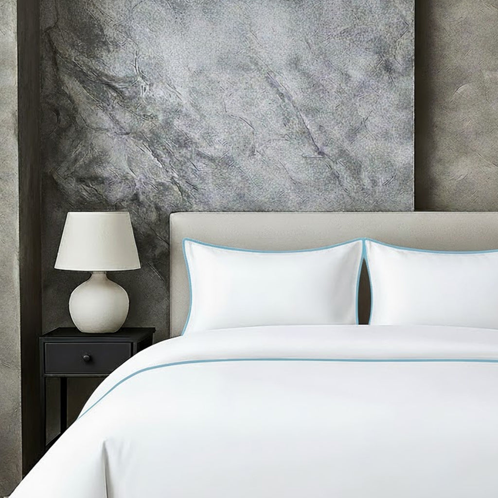 400 TC 100% Tencel Soft Silk Piping Duvet Cover Set