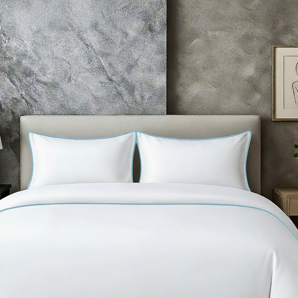 400 TC 100% Tencel Soft Silk Piping Duvet Cover Set