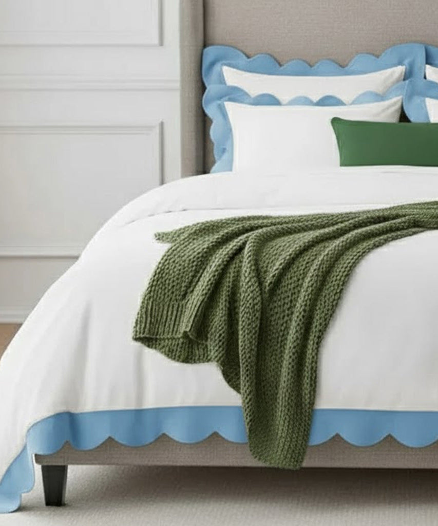 Wavy Applique Embroidery Cotton Duvet Cover Set