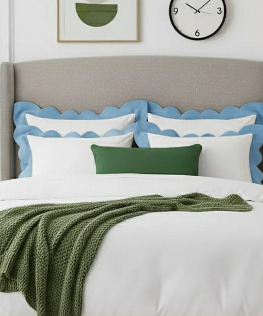 Wavy Applique Embroidery Cotton Duvet Cover Set