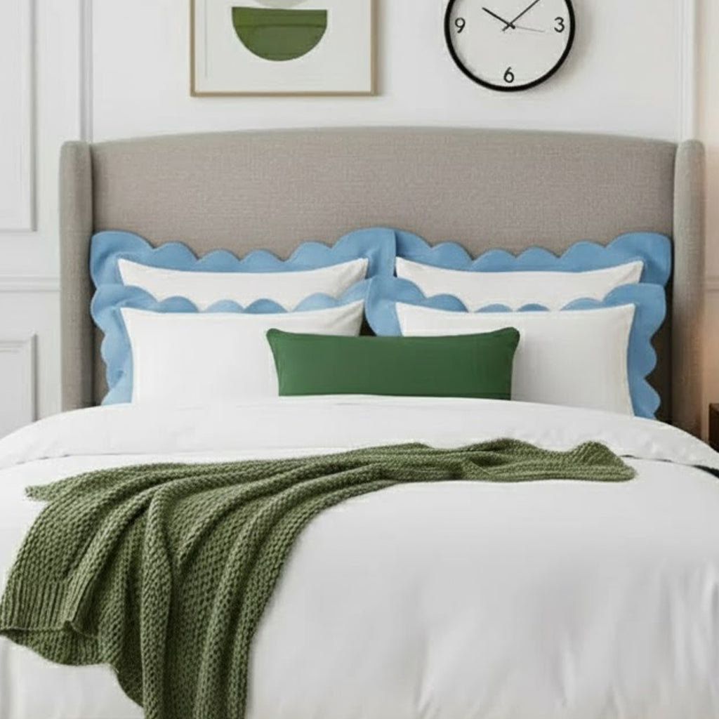 Wavy Applique Embroidery Cotton Duvet Cover Set