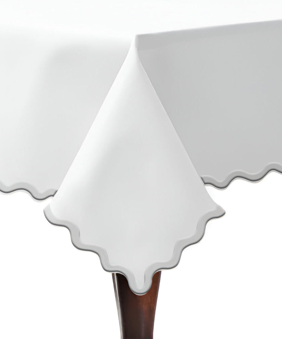 Applique Scalloped Embroidery Cotton Table Cloth