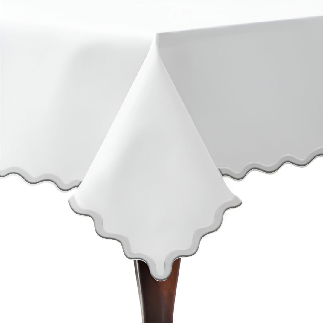 Applique Scalloped Embroidery Cotton Table Cloth