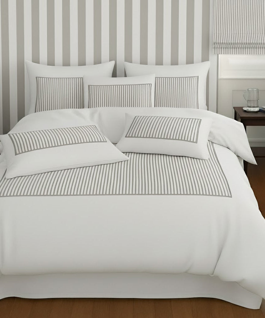 Classic Applique Ticking Stripe Cotton Duvet Cover Set