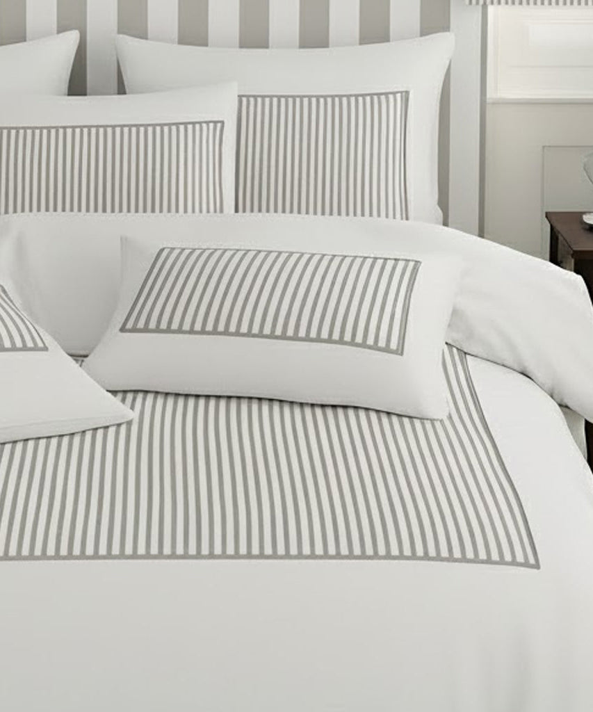 Classic Applique Ticking Stripe Cotton Duvet Cover Set