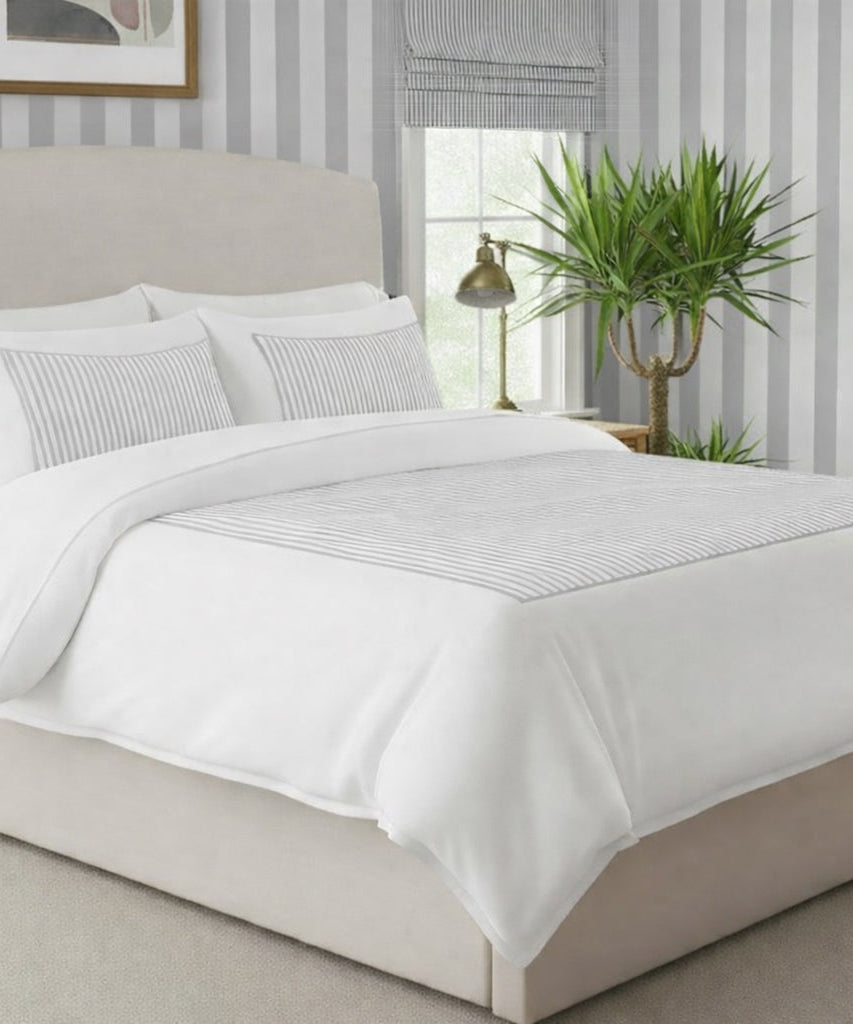 Classic Applique Ticking Stripe Cotton Duvet Cover Set