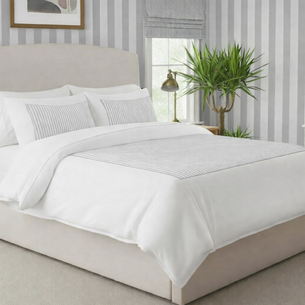 Classic Applique Ticking Stripe Cotton Duvet Cover Set