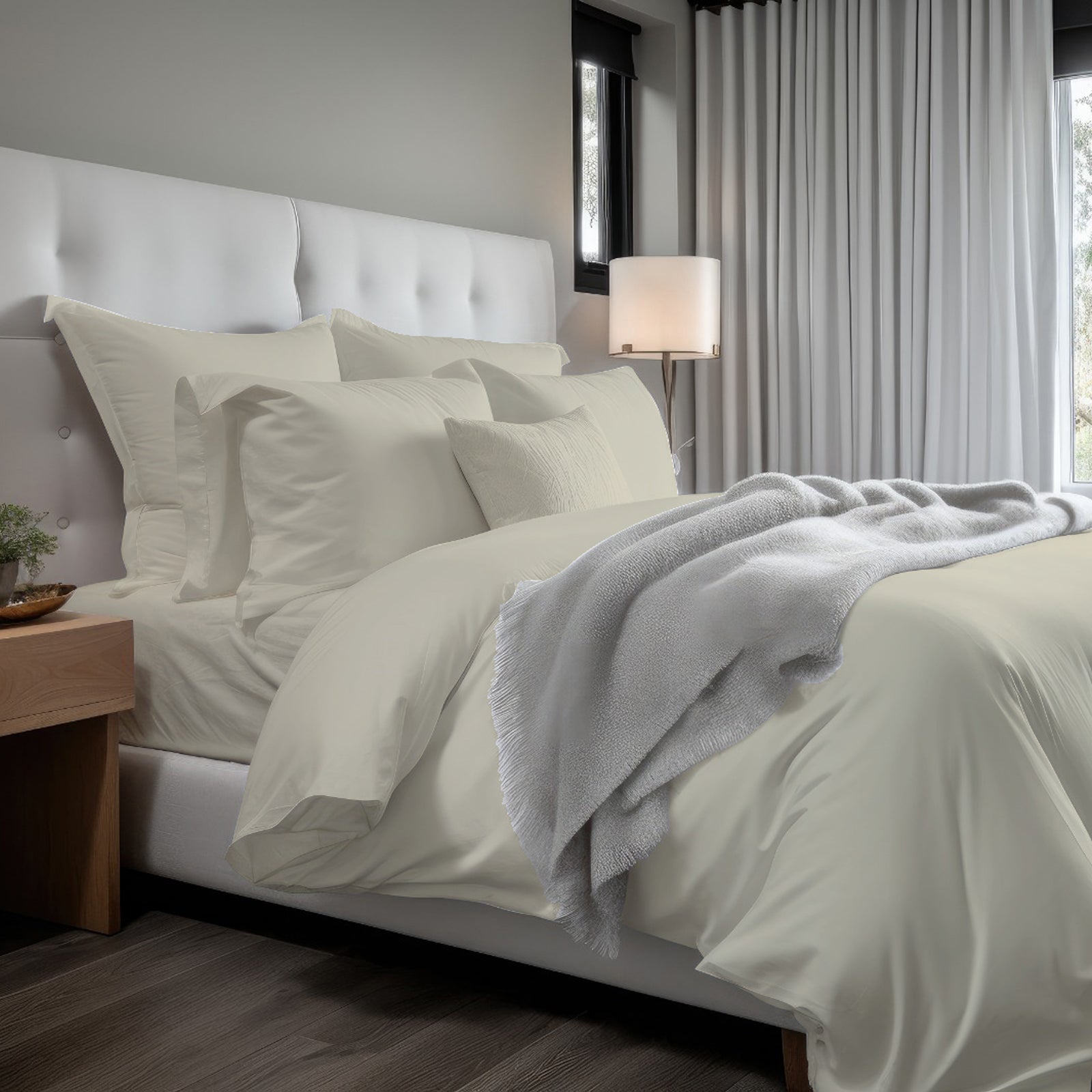 400TC Cotton Sateen Solid Duvet Cover Set