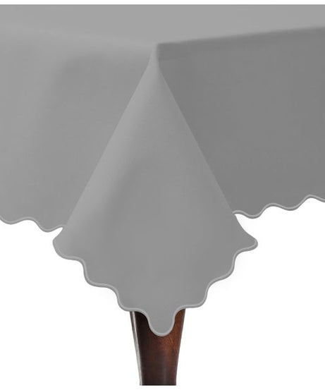 Scallop Embroidery Sateen Cotton Solid Table Cloth - Light Grey