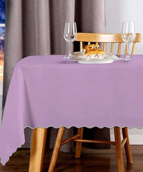 Scallop Embroidery Sateen Cotton Solid Table Cloth - Lilac