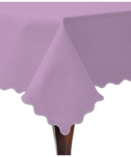 Scallop Embroidery Sateen Cotton Solid Table Cloth - Lilac