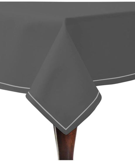 Single Embroidery Border Sateen Cotton Solid Table Cloth - Dark Grey