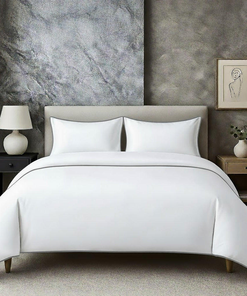 400 TC 100% Tencel Soft Silk Piping Duvet Cover Set