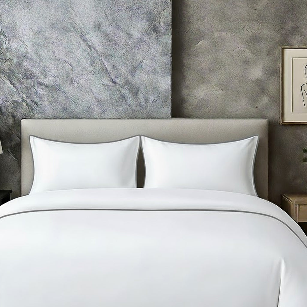 400 TC 100% Tencel Soft Silk Piping Duvet Cover Set