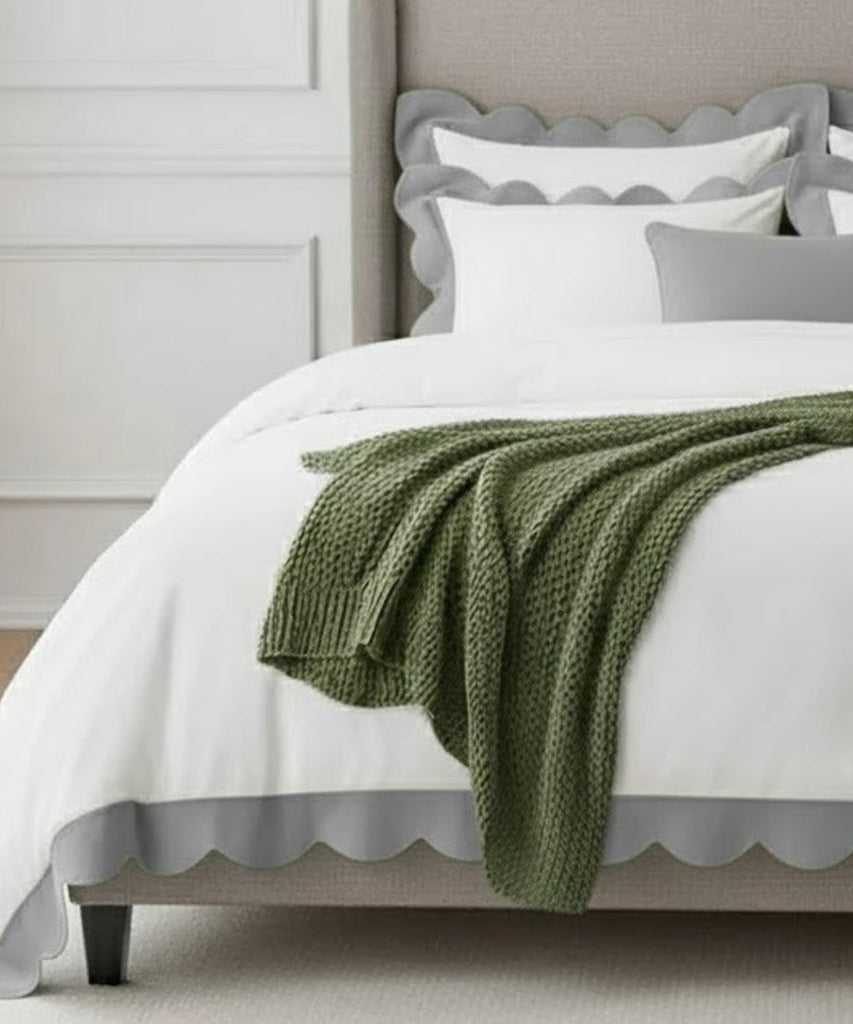 Wavy Applique Embroidery Cotton Duvet Cover Set
