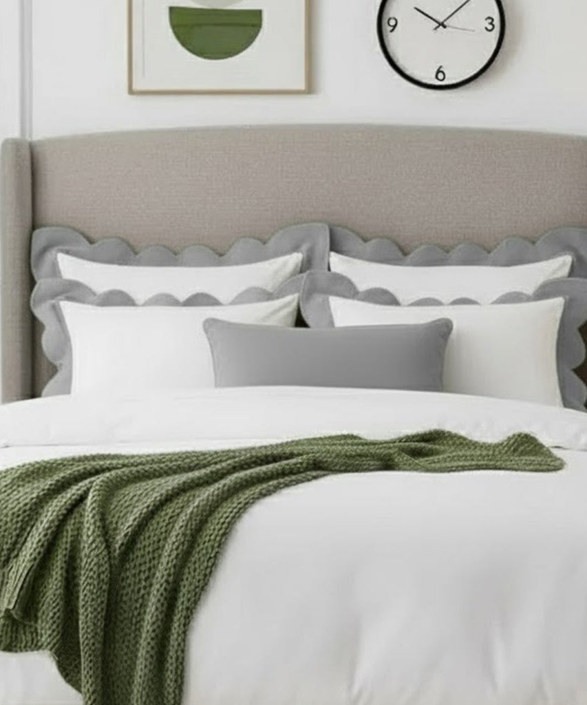 Wavy Applique Embroidery Cotton Duvet Cover Set