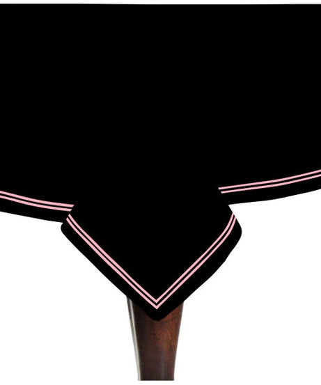 Double Embroidery Border Sateen Cotton Solid Table Cloth - Black