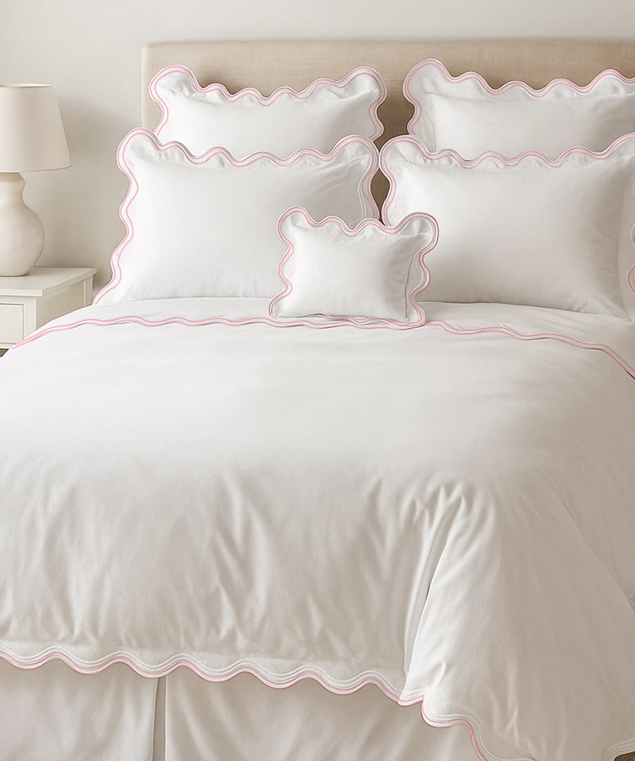 400TC Cotton Sateen Luxurious Double Scalloped Duvet Cover Set