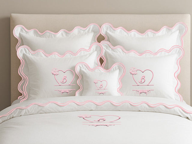 Monogram Cotton Luxurious Double Scallop Duvet Cover