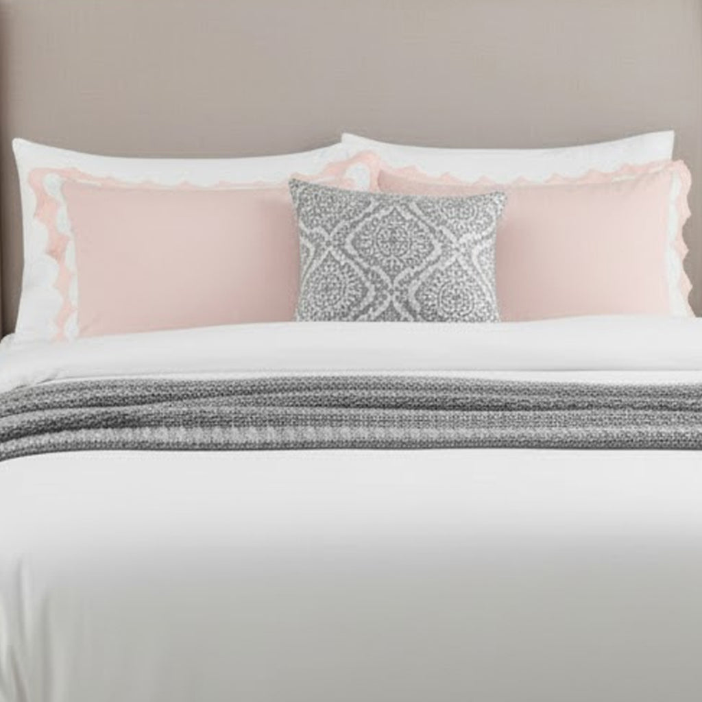 Reverse Scalloped Applique Embroidery Cotton Duvet Cover Set