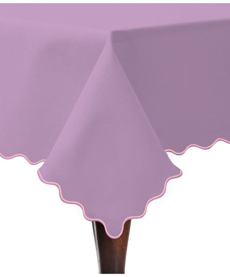 Scallop Embroidery Sateen Cotton Solid Table Cloth - Lilac