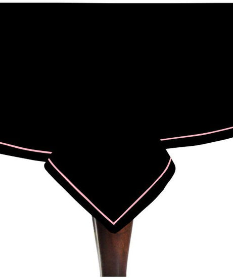 Single Embroidery Border Sateen Cotton Solid Table Cloth - Black