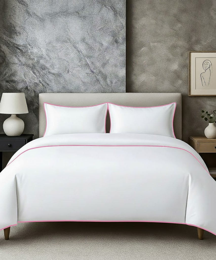 400 TC 100% Tencel Soft Silk Piping Duvet Cover Set