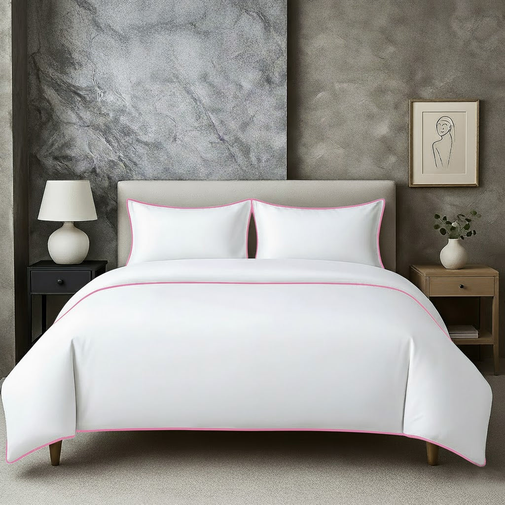 400 TC 100% Tencel Soft Silk Piping Duvet Cover Set