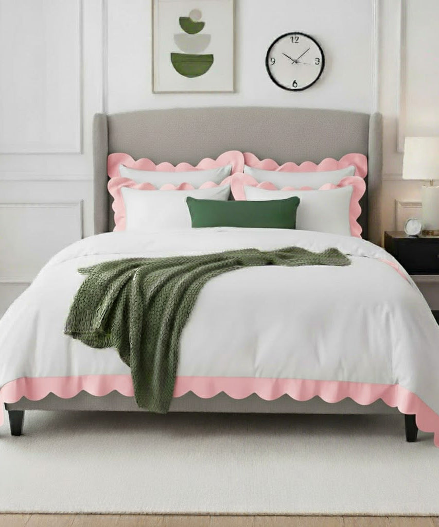 Wavy Applique Embroidery Cotton Duvet Cover Set