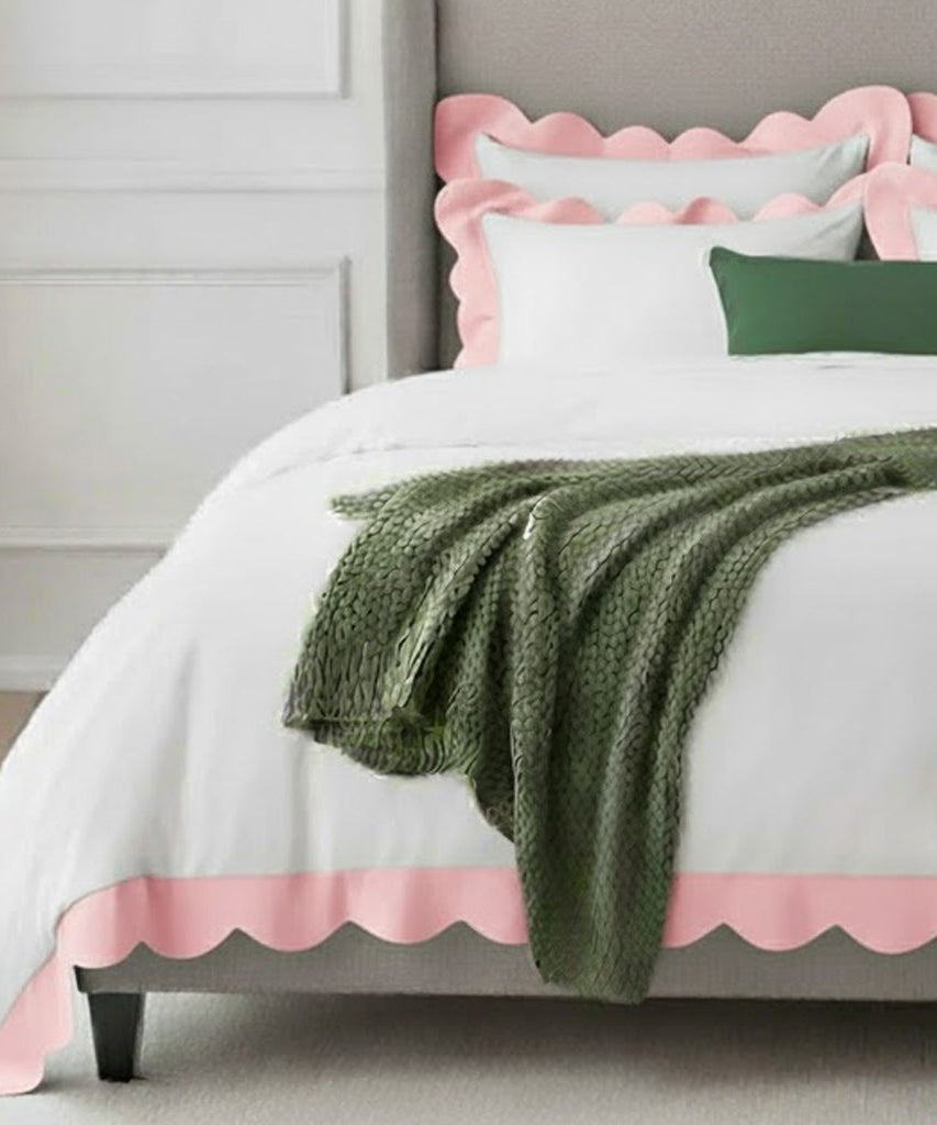 Wavy Applique Embroidery Cotton Duvet Cover Set
