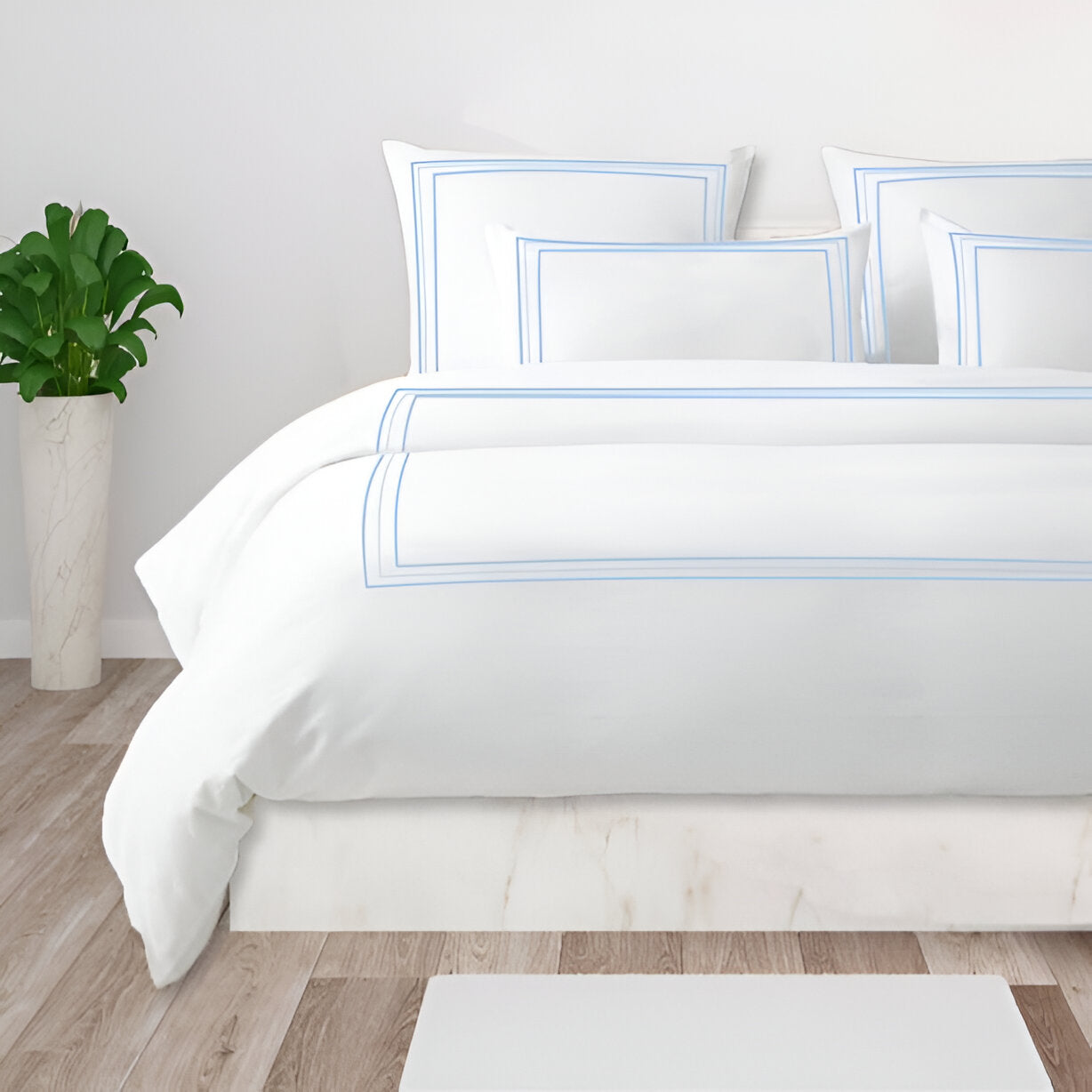 400TC Cotton Classic Embroidery Sateen Solid Duvet Cover Set