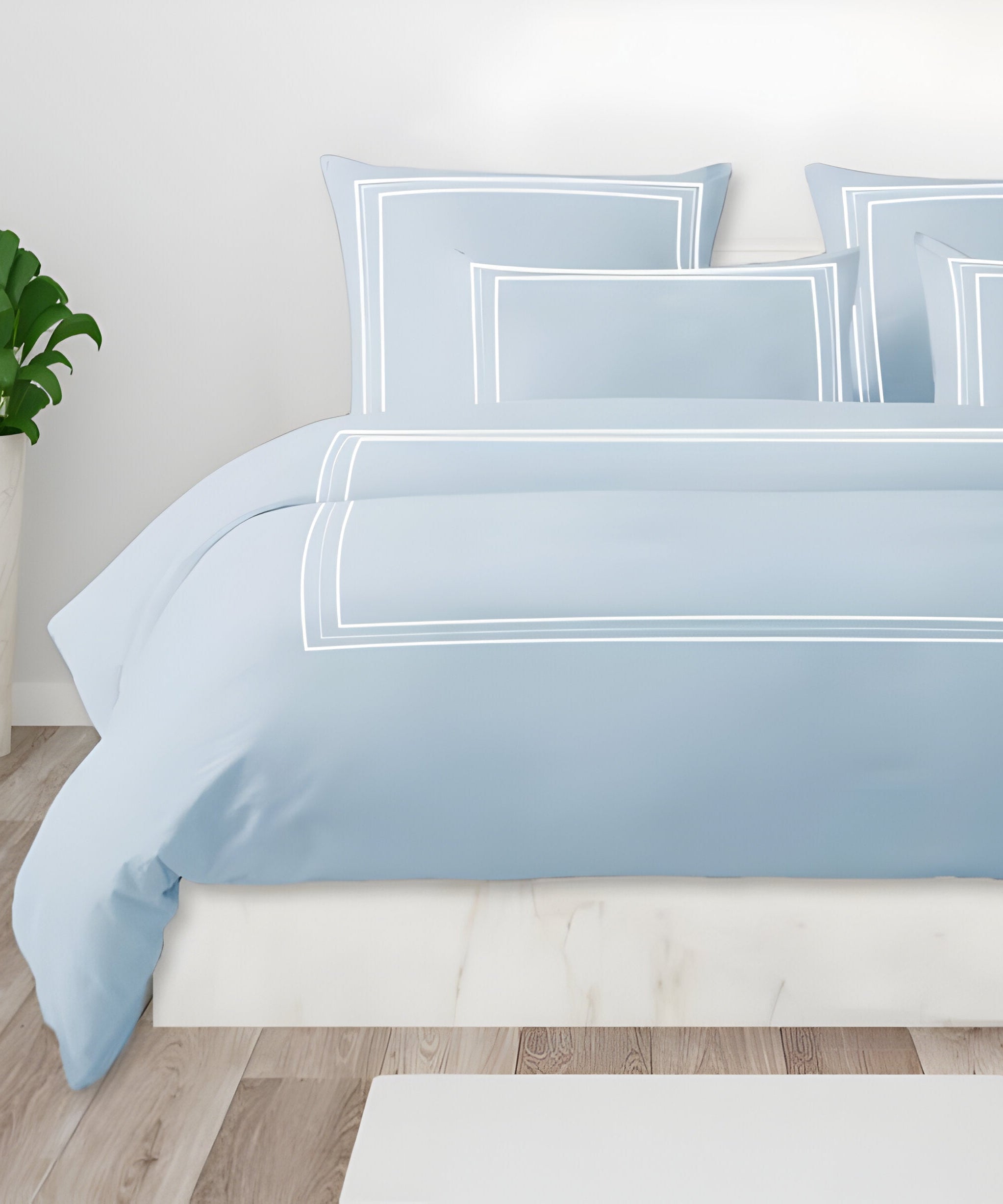 400TC Cotton Classic Luxurious Embroidery Sateen Solid Duvet Cover Set