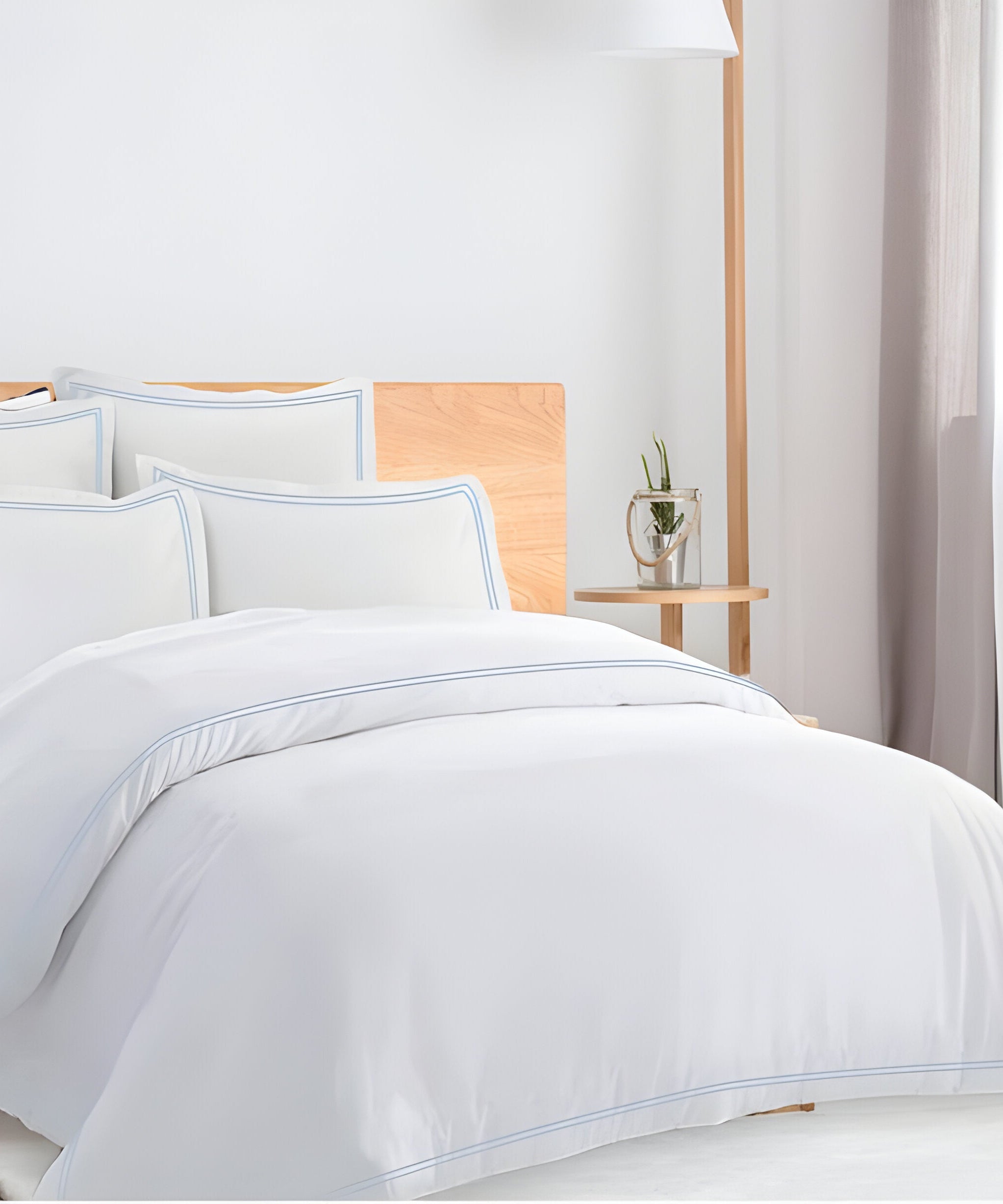 400TC Cotton Double Edge Embroidery Sateen Solid Duvet Cover Set