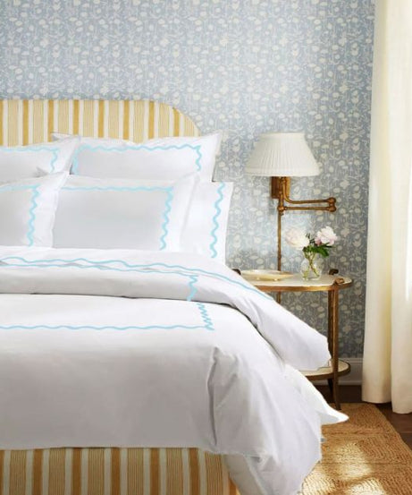 Ava 400TC Cotton Scallop Embroidery Sateen Solid Duvet Cover Set