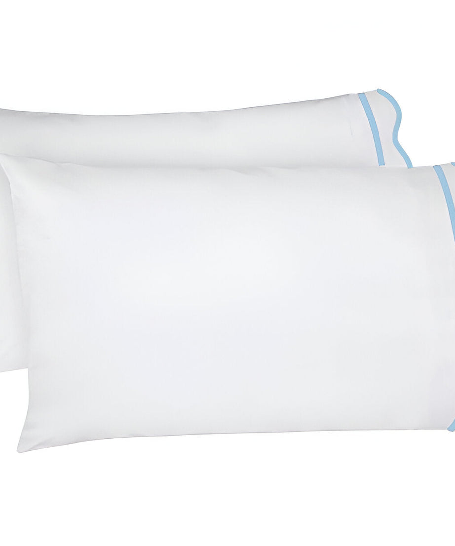 400TC Cotton Scallop Embroidery & Border Sateen Solid Pillowcases (Set Of 2)