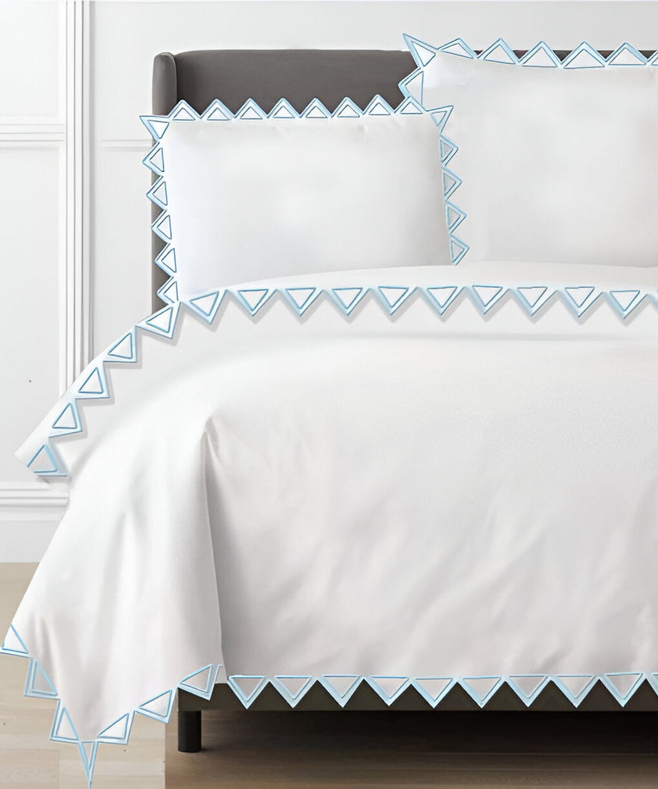 Ashley 400TC Cotton Traingle Embroidery Sateen Solid Duvet Cover Set