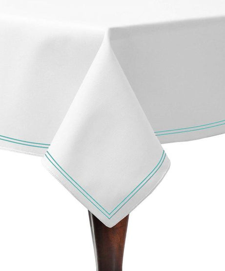Double Embroidery Border Poly Cotton Sateen Solid Table Cloth