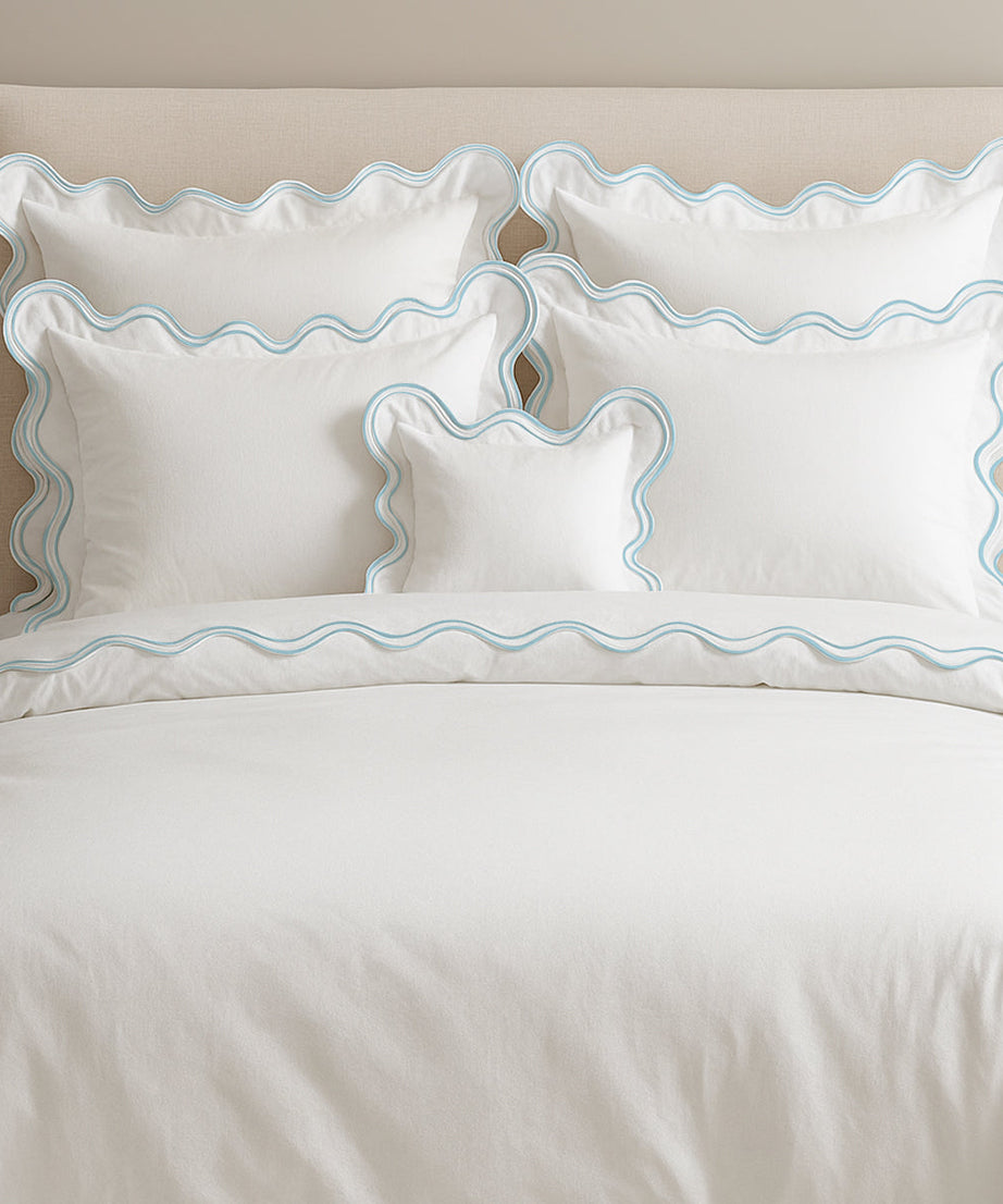 400TC Cotton Sateen Luxurious Double Scalloped Duvet Cover Set