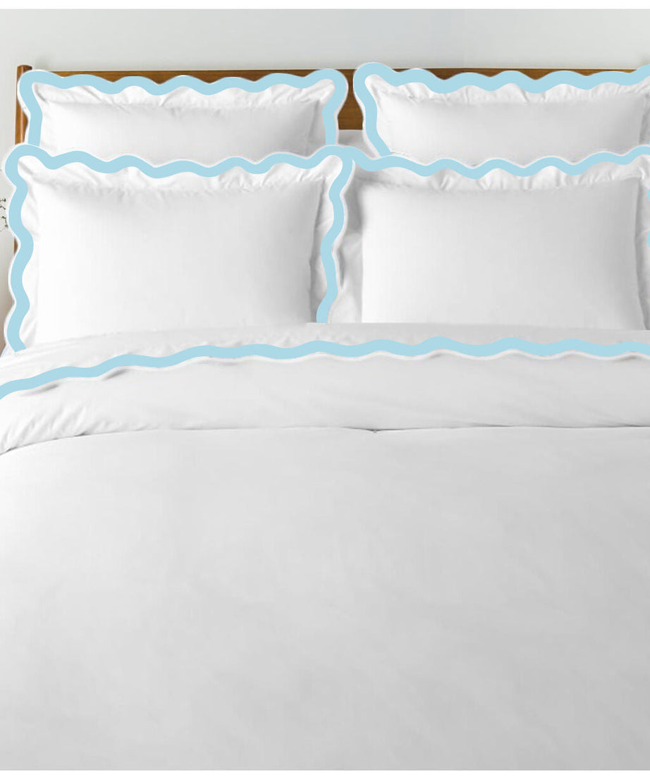 400TC Applique Scalloped Embroidery Cotton Duvet Cover Set