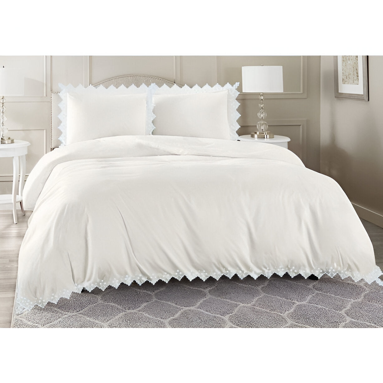 Elegant Flower Embroidered Duvet Cover Set