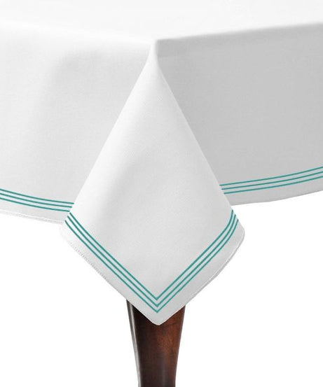 Triple Embroidery Border Sateen Cotton Solid Table Cloth