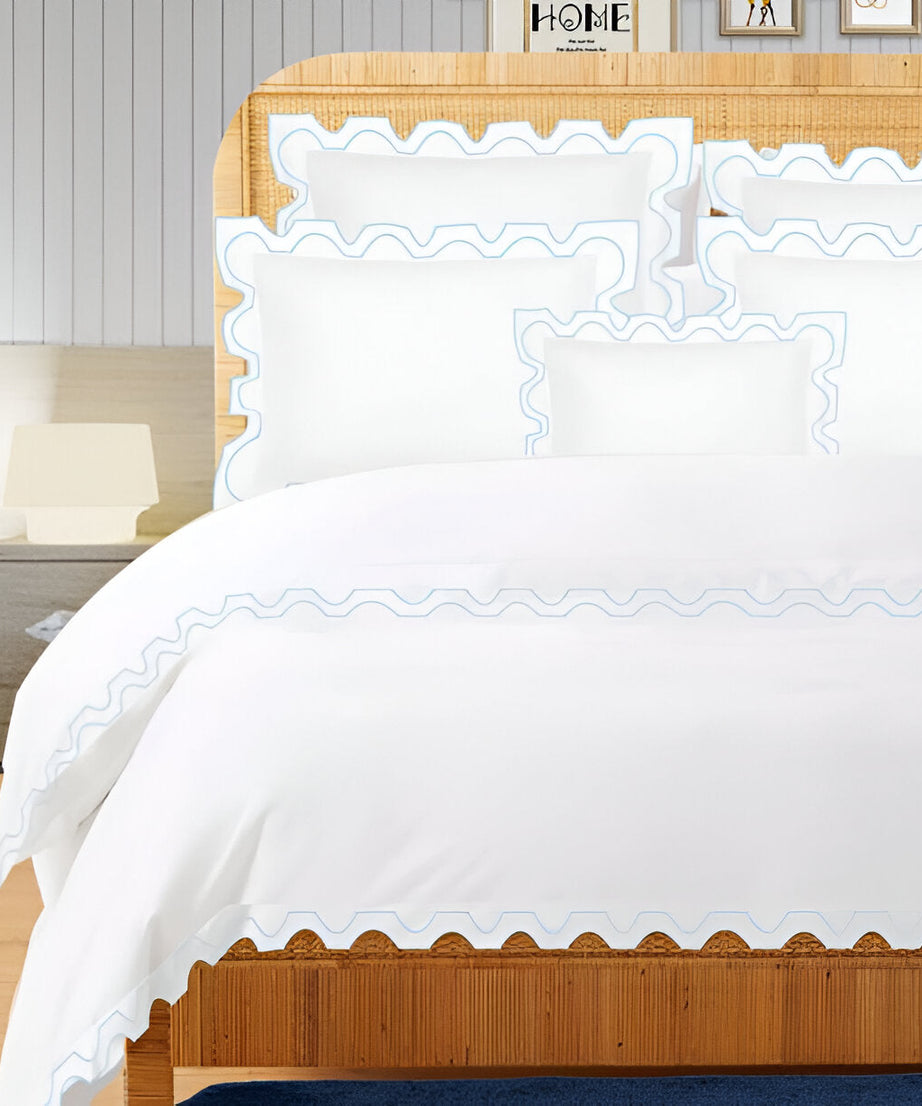 400TC Zig & Zag U Shape Embroidery Cotton Duvet Cover Set