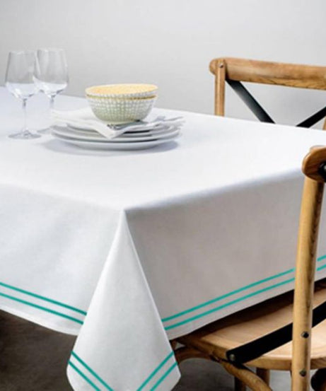 Double Embroidery Border Cotton Sateen Solid Table Cloth