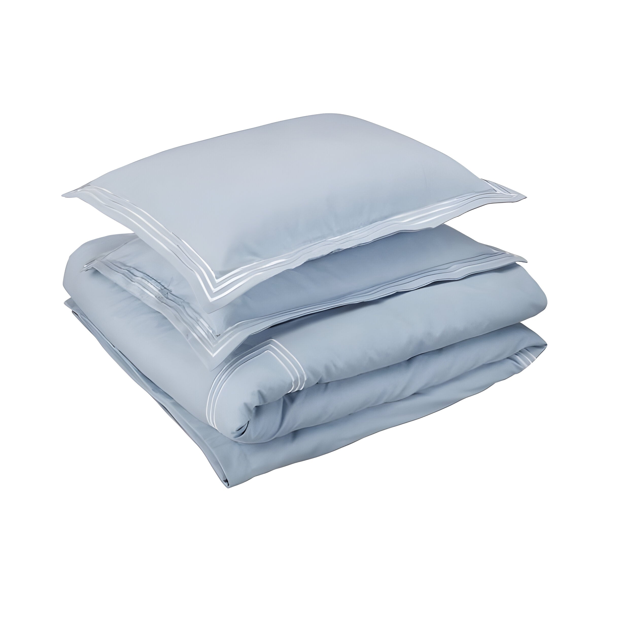 400TC Cotton Luxurious Triple Embroidery Sateen Solid Duvet Cover Set