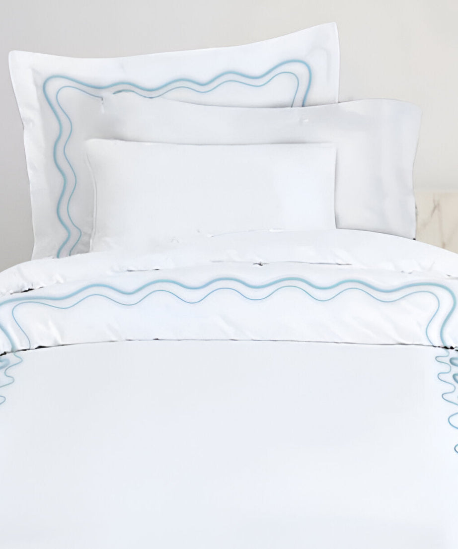 Double Wavy Embroidered Cotton Duvet Cover Set
