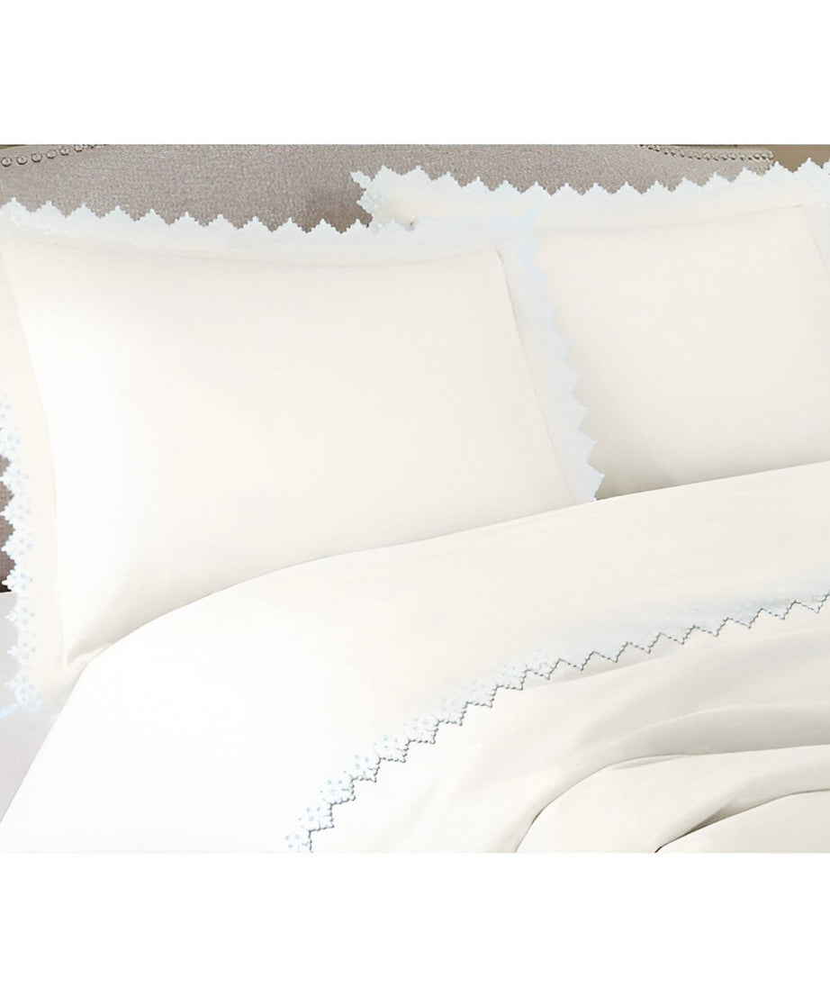 Elegant Flower Embroidered Duvet Cover Set